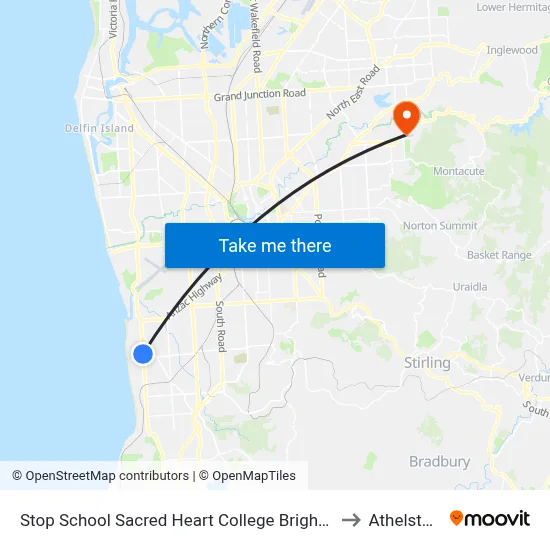 Stop School Sacred Heart College Brighton Rd to Athelstone map