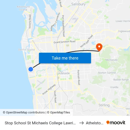 Stop School St Michaels College Lawrie St to Athelstone map