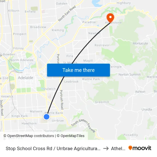 Stop School Cross Rd / Urrbrae Agricultural High School - North side to Athelstone map