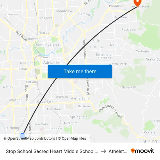 Stop School Sacred Heart Middle School Percy Av to Athelstone map