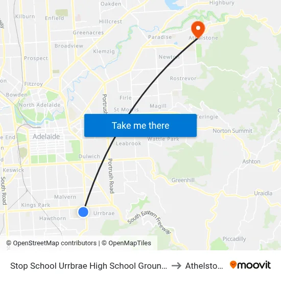 Stop School Urrbrae High School Grounds to Athelstone map