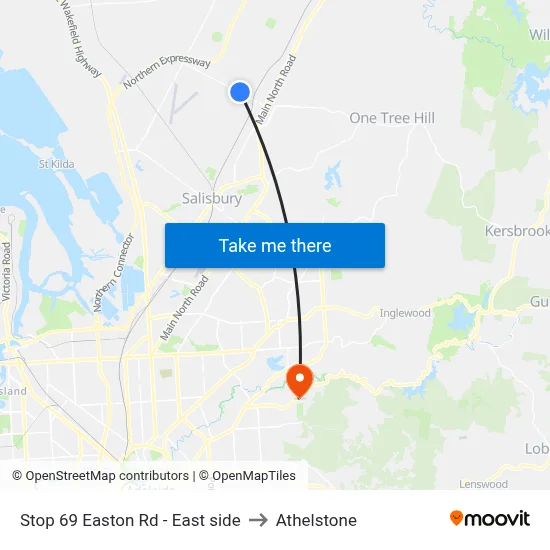 Stop 69 Easton Rd - East side to Athelstone map