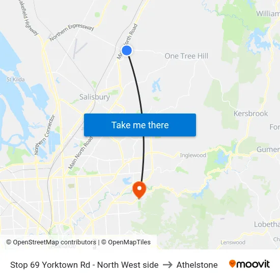 Stop 69 Yorktown Rd - North West side to Athelstone map