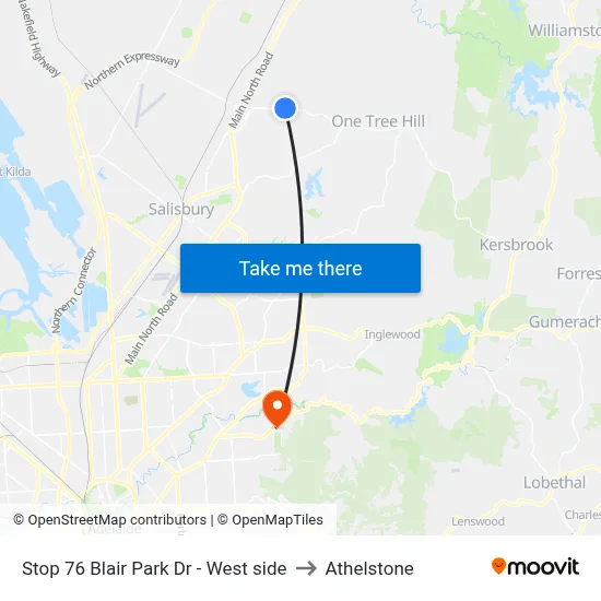 Stop 76 Blair Park Dr - West side to Athelstone map
