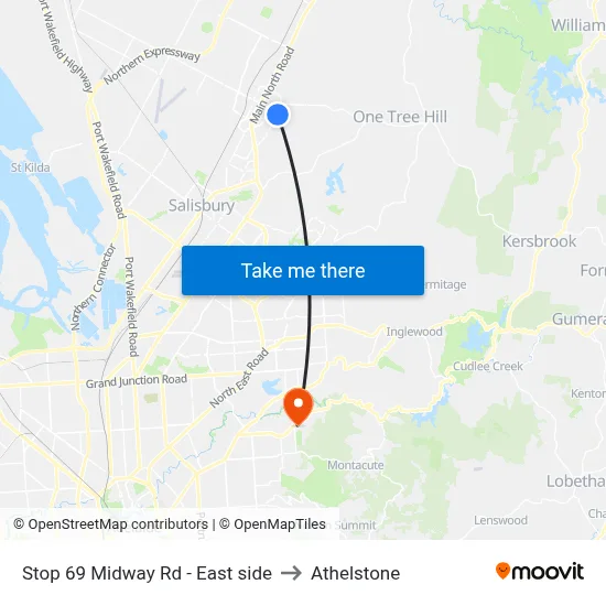 Stop 69 Midway Rd - East side to Athelstone map