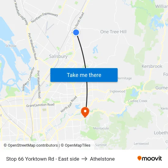 Stop 66 Yorktown Rd - East side to Athelstone map