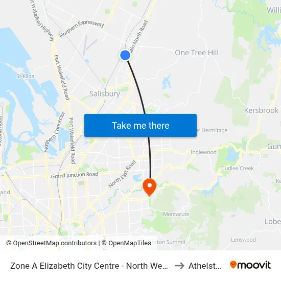 Zone A Elizabeth City Centre - North West side to Athelstone map