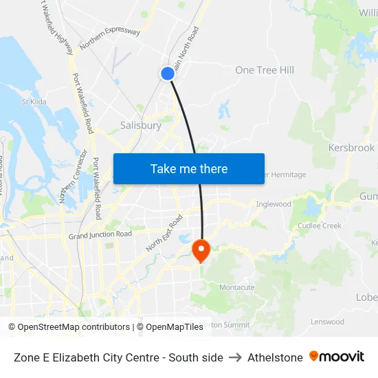 Zone E Elizabeth City Centre - South side to Athelstone map