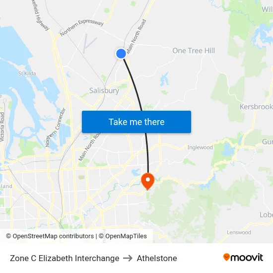 Zone C Elizabeth Interchange to Athelstone map