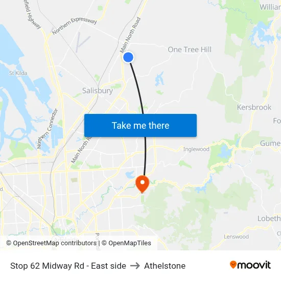 Stop 62 Midway Rd - East side to Athelstone map