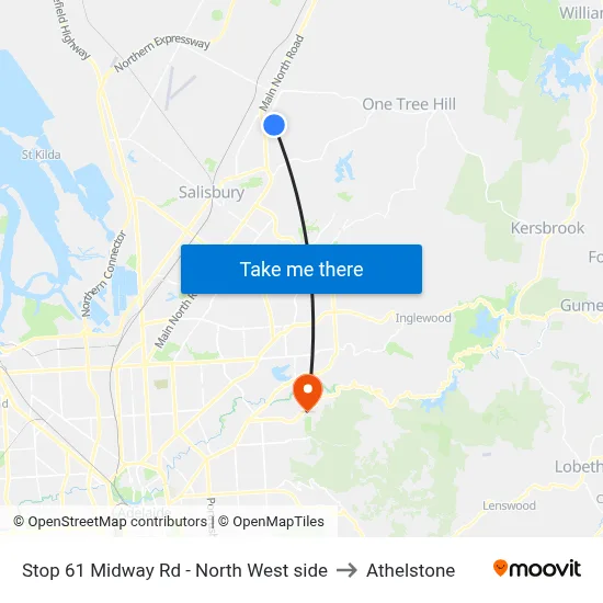 Stop 61 Midway Rd - North West side to Athelstone map