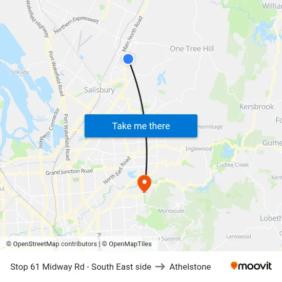 Stop 61 Midway Rd - South East side to Athelstone map