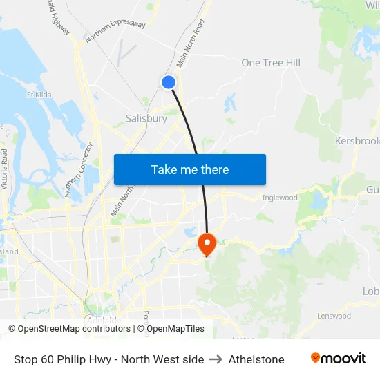 Stop 60 Philip Hwy - North West side to Athelstone map