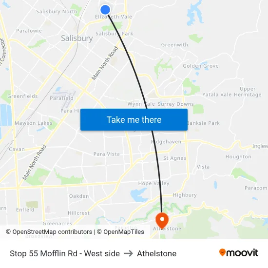Stop 55 Mofflin Rd - West side to Athelstone map