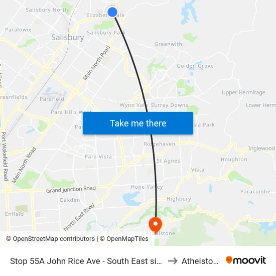 Stop 55A John Rice Ave - South East side to Athelstone map