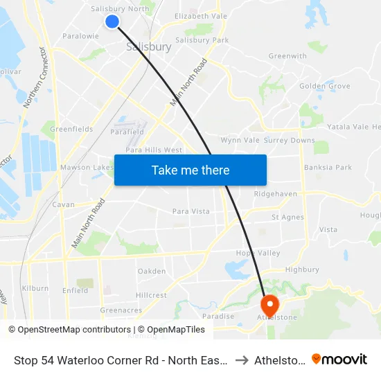 Stop 54 Waterloo Corner Rd - North East side to Athelstone map