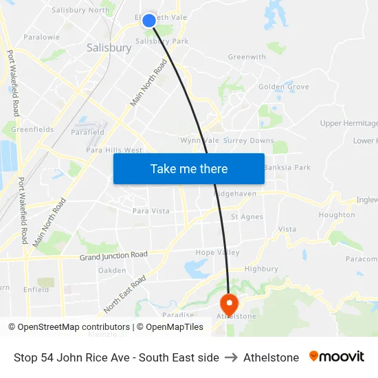 Stop 54 John Rice Ave - South East side to Athelstone map