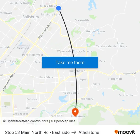 Stop 53 Main North Rd - East side to Athelstone map