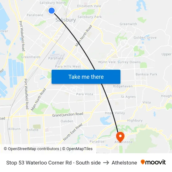 Stop 53 Waterloo Corner Rd - South side to Athelstone map