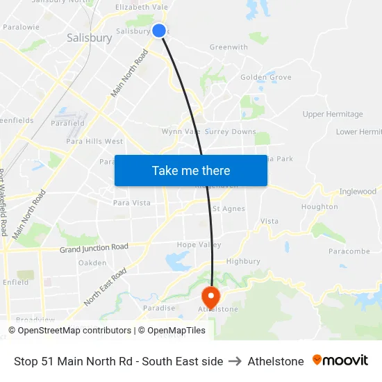 Stop 51 Main North Rd - South East side to Athelstone map
