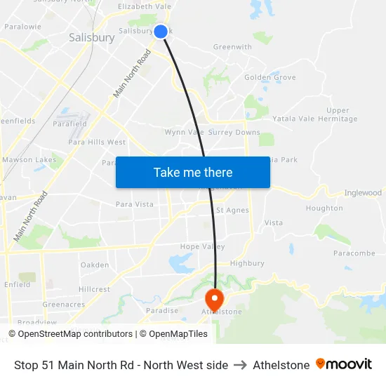 Stop 51 Main North Rd - North West side to Athelstone map