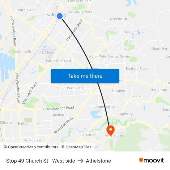 Stop 49 Church St - West side to Athelstone map
