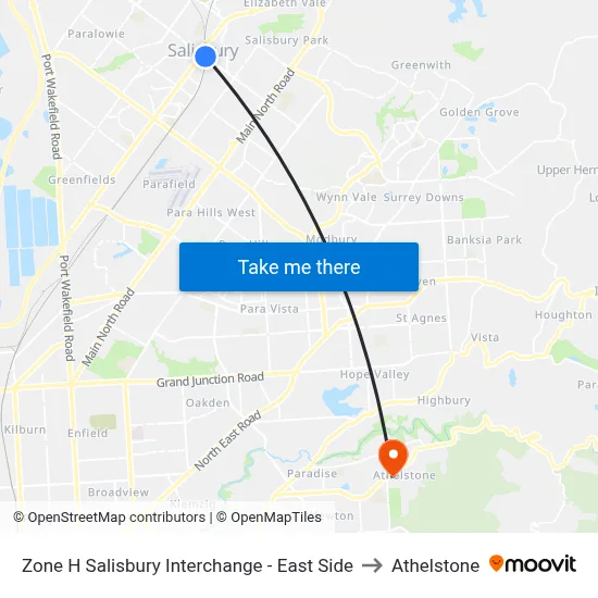 Zone H Salisbury Interchange - East Side to Athelstone map