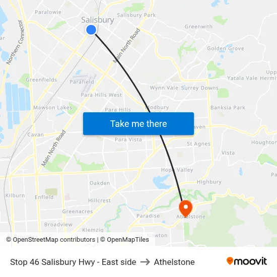 Stop 46 Salisbury Hwy - East side to Athelstone map