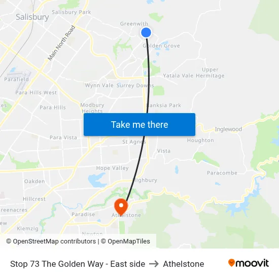 Stop 73 The Golden Way - East side to Athelstone map