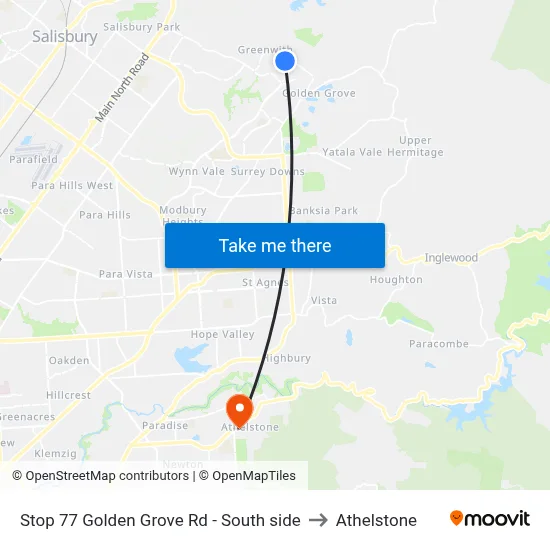 Stop 77 Golden Grove Rd - South side to Athelstone map