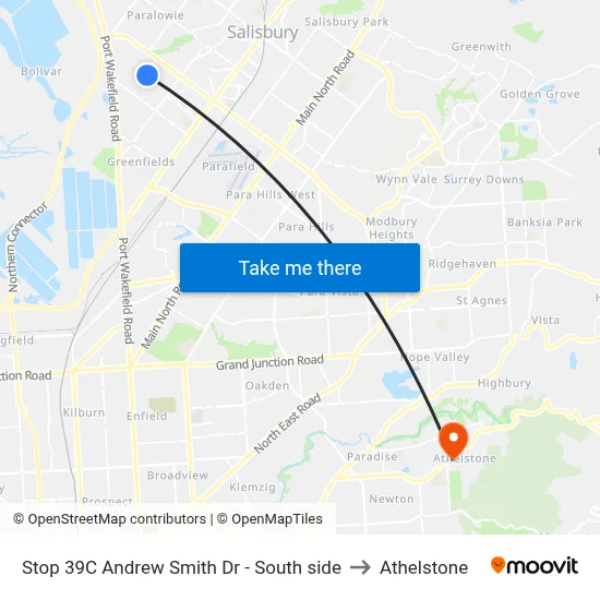 Stop 39C Andrew Smith Dr - South side to Athelstone map