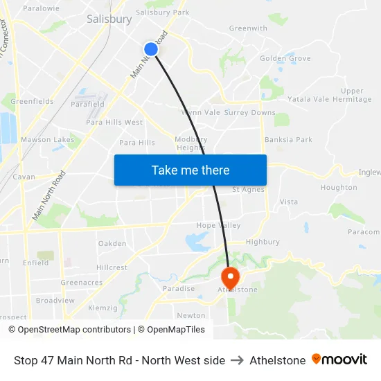Stop 47 Main North Rd - North West side to Athelstone map