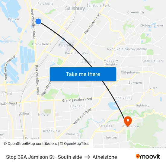 Stop 39A Jamison St - South side to Athelstone map