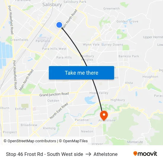 Stop 46 Frost Rd - South West side to Athelstone map