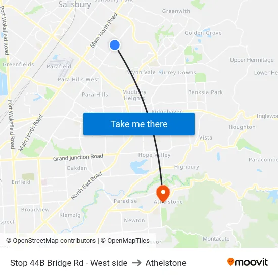 Stop 44B Bridge Rd - West side to Athelstone map