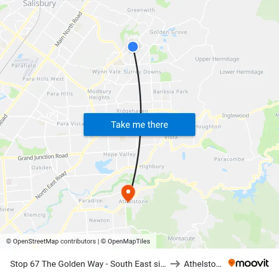 Stop 67 The Golden Way - South East side to Athelstone map