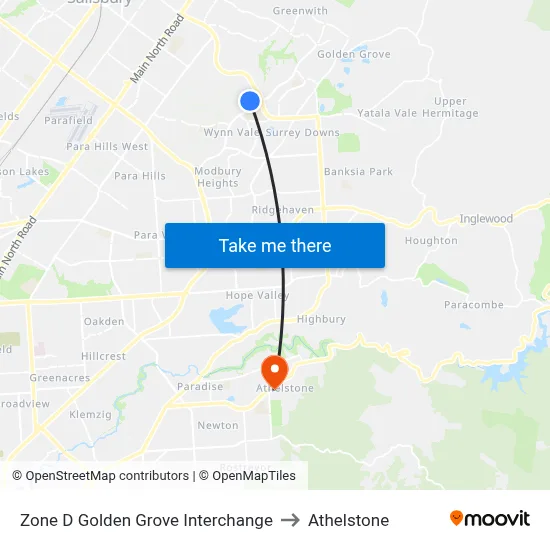 Zone D Golden Grove Interchange to Athelstone map