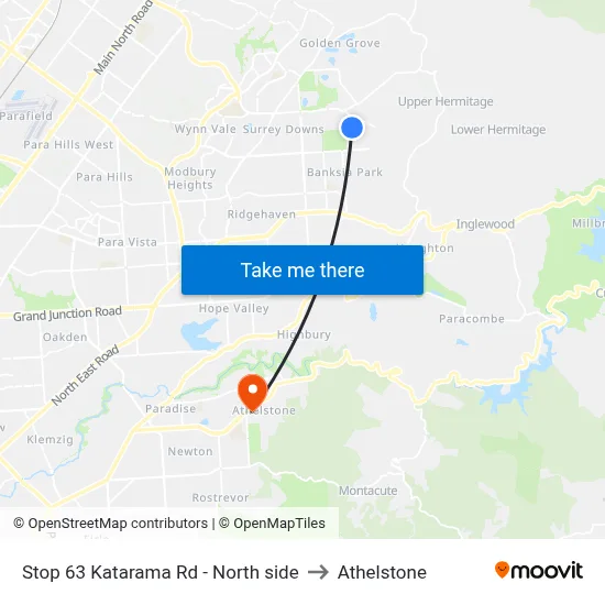 Stop 63 Katarama Rd - North side to Athelstone map
