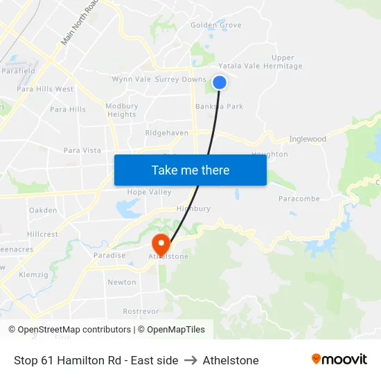 Stop 61 Hamilton Rd - East side to Athelstone map