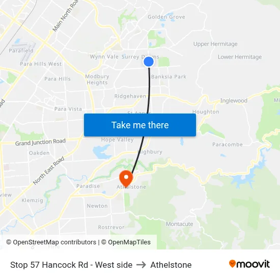 Stop 57 Hancock Rd - West side to Athelstone map