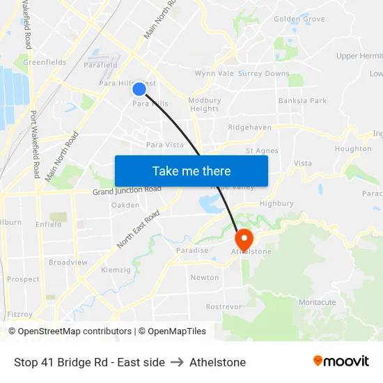 Stop 41 Bridge Rd - East side to Athelstone map