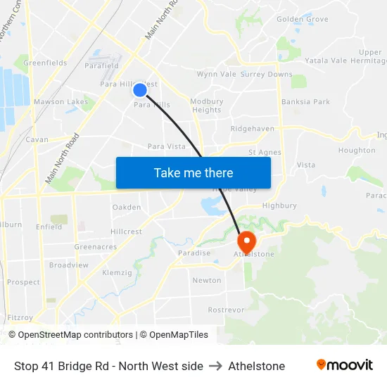 Stop 41 Bridge Rd - North West side to Athelstone map