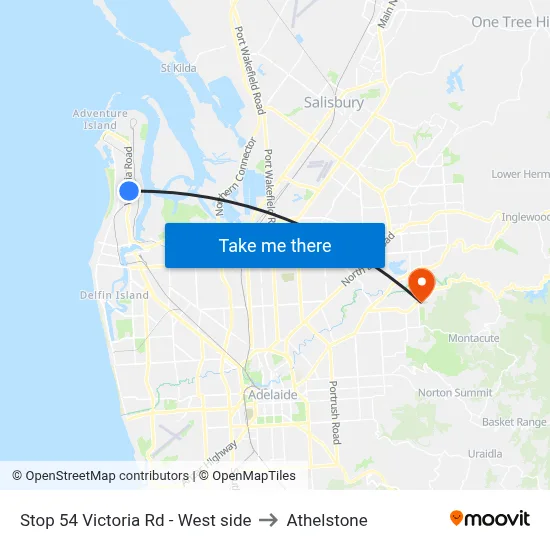 Stop 54 Victoria Rd - West side to Athelstone map