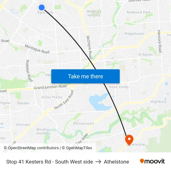Stop 41 Kesters Rd - South West side to Athelstone map