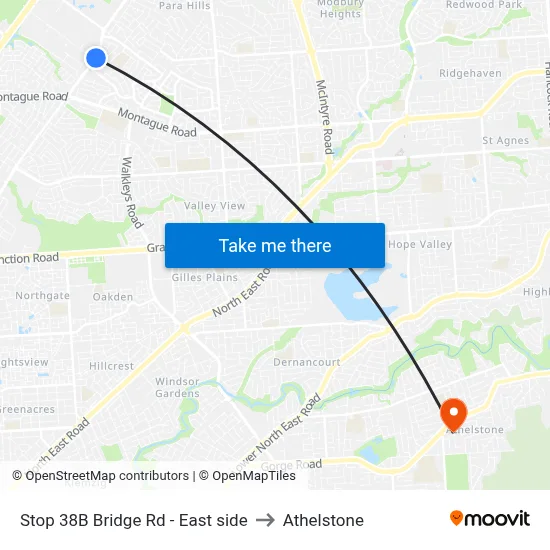 Stop 38B Bridge Rd - East side to Athelstone map