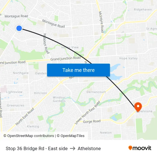 Stop 36 Bridge Rd - East side to Athelstone map