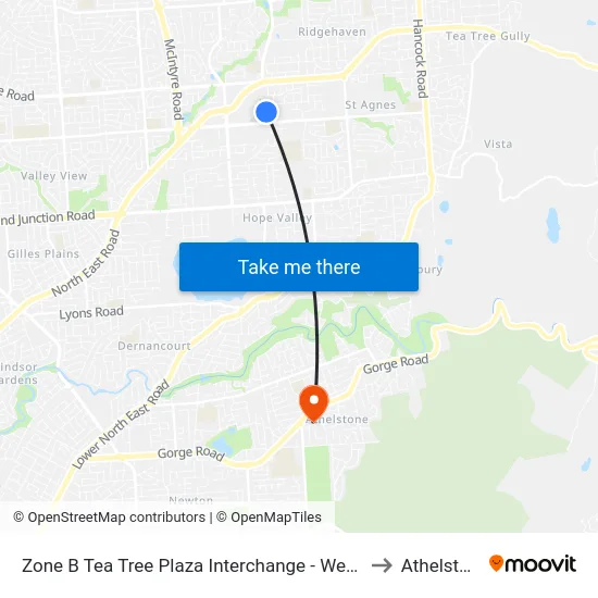 Zone B Tea Tree Plaza Interchange - West side to Athelstone map