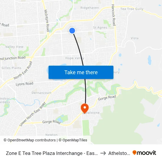 Zone E Tea Tree Plaza Interchange - East side to Athelstone map
