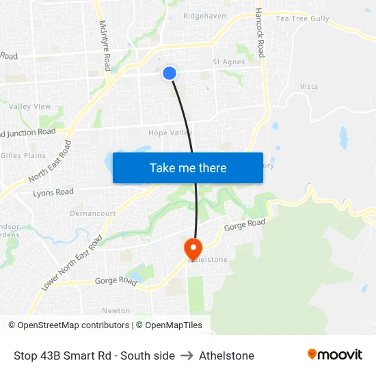 Stop 43B Smart Rd - South side to Athelstone map