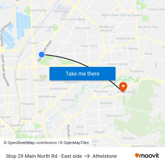 Stop 29 Main North Rd - East side to Athelstone map